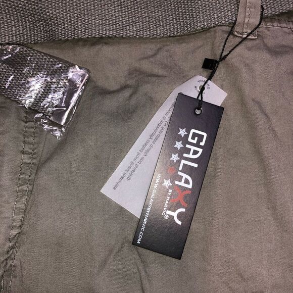 NWT Galaxy By Harvic Men's Belted Tactical Cotton Cargo Shorts Gray sz 48 - Picture 12 of 12